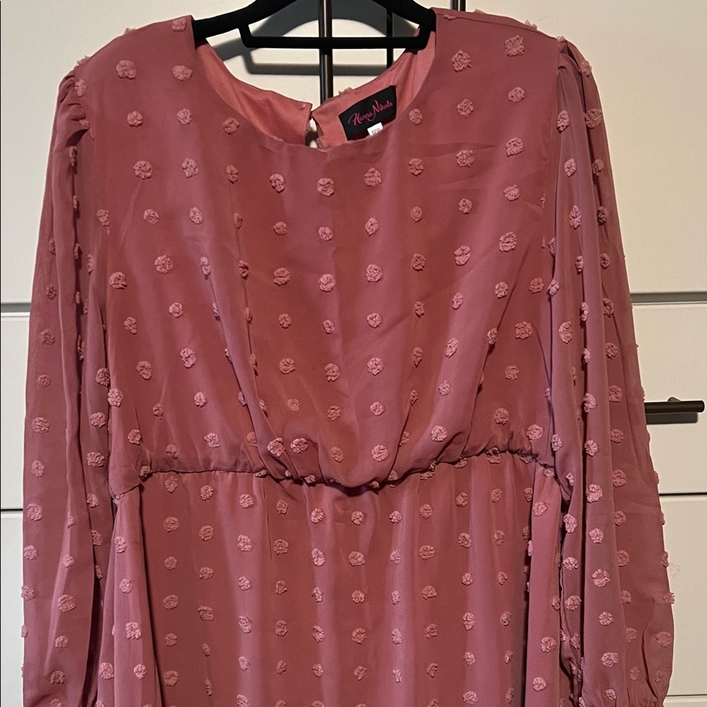 Trendyol Long Sleeve Textured Rose Dress